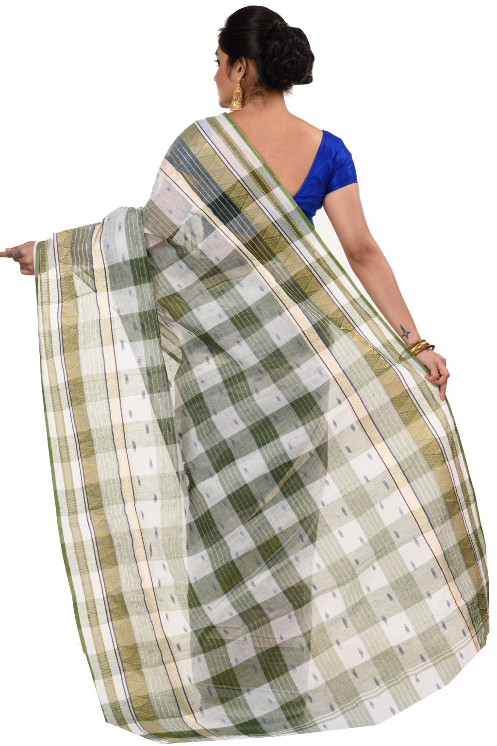 Green Pure Cotton Naksi Katha Tant Saree (704)